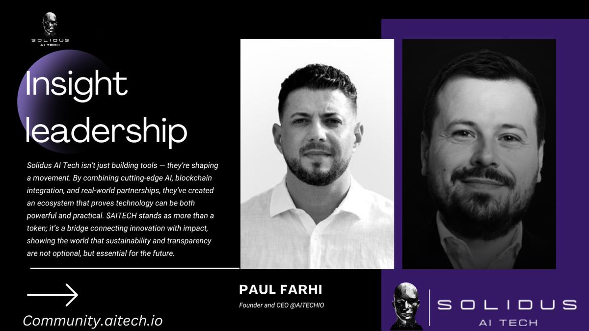 Ms_maranatha's tweet photo. Every powerful movement begins with a story, and Solidus @AITECHio  is one of those stories that makes you pause, reflect, and believe in what’s possible when vision meets execution.

Behind this company is not just innovation, but the determination of two visionaries who saw what many couldn’t: the need for Artificial Intelligence and Blockchain to stop existing in silos and start working together to solve real-world problems.

From the start, their mission was clear → AI should not be a fancy concept hidden in labs. It should be accessible, practical, and transformative for industries, businesses, and communities across the globe.

This belief became the foundation of Solidus @AITECHio . And what have they accomplished in such a short time? Let’s walk through it.

→ They partnered with real-world businesses, ensuring that their AI solutions have practical use cases beyond theory.
→ They built integrations across multiple blockchains, proving that the future will not be isolated networks but interoperable systems.
→ They launched a live AI marketplace, opening the doors for developers, enterprises, and users to experience the power of AI on demand.

It’s not just about creating another company in the tech space. It’s about building a legacy that inspires others to believe that ideas can become impact when matched with resilience and clarity of purpose.

This power duo has shown that success isn’t only measured in technology, but also in trust. Their journey reflects a deep understanding that credibility is earned when promises become delivery. And Solidus @AITECHio   has delivered consistently.

Their ecosystem, fueled by $AITECH, represents more than a token. It’s the lifeblood of a growing network of innovation where sustainability, transparency, and empowerment are placed at the center.

As I reflect on their journey, one thing stands out → Solidus AI Tech is not simply writing a chapter in the AI and blockchain revolution, they are laying down the blueprint for how future companies will rise. Bold dreams, backed by discipline and real execution, always leave a lasting impact.

This is why their story feels special. It is not just about them, but about all of us watching the dawn of a future where technology is built with purpose and visionaries turn obstacles into stepping stones.

To me, this is more than a company profile. It is proof that with courage, persistence, and collaboration, anything is possible.

So I leave you with this question → could Solidus @AITECHio  be the model the world follows for AI + blockchain success in the years to come?

#AITECH @AITECHio