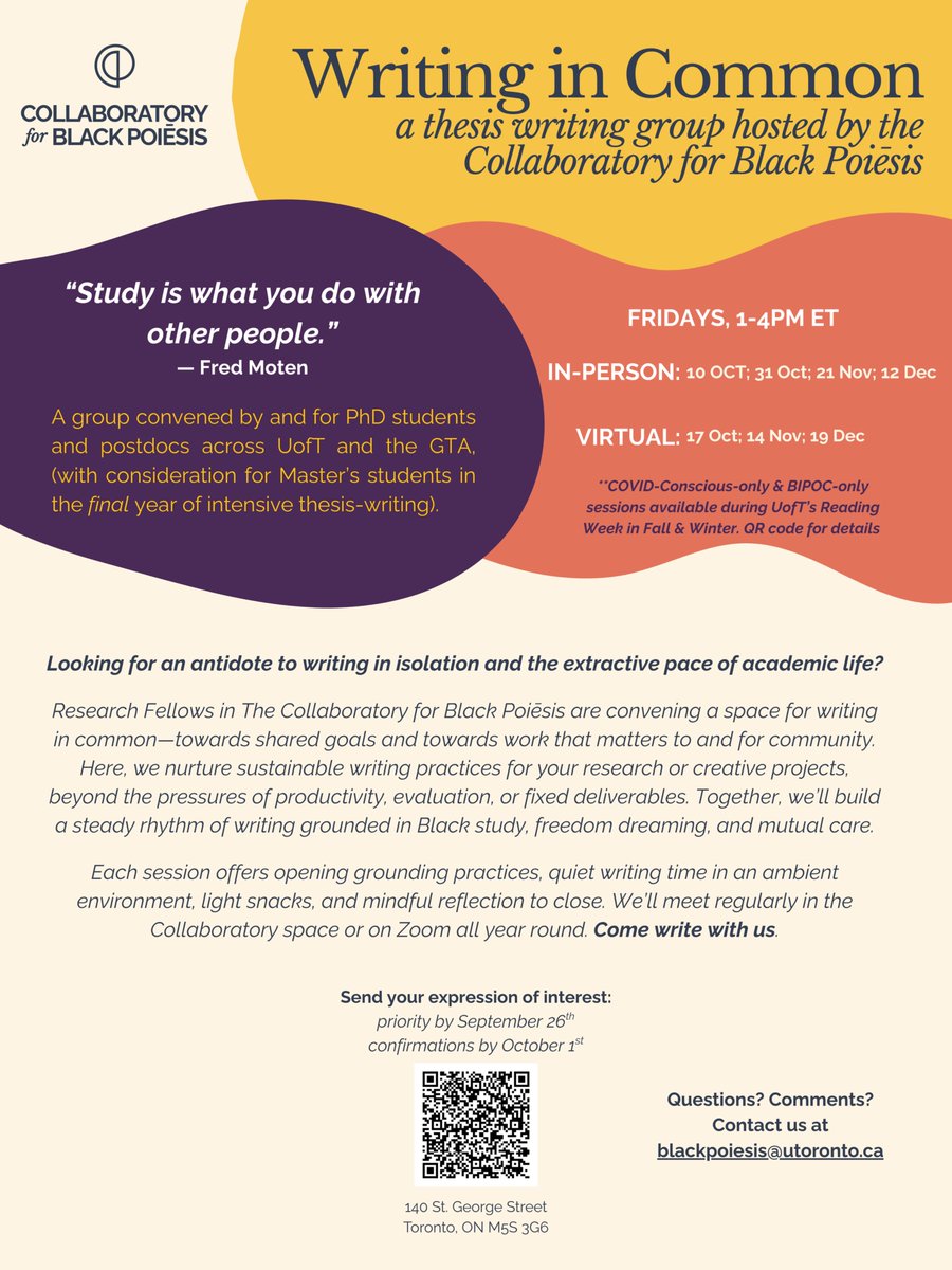 ✨The Collaboratory for Black Poiēsis is "sharpening our oyster knives," preparing our imaginations &amp; relations. Info on new or ongoing programs in Black study &amp; collective practice for AY2025–26 at linktr.ee/blackpoiesis &amp; IG (<a href="/blackpoiesis/">Collaboratory for Black Poiēsis</a>). Come thru, reach out, stay tuned✨