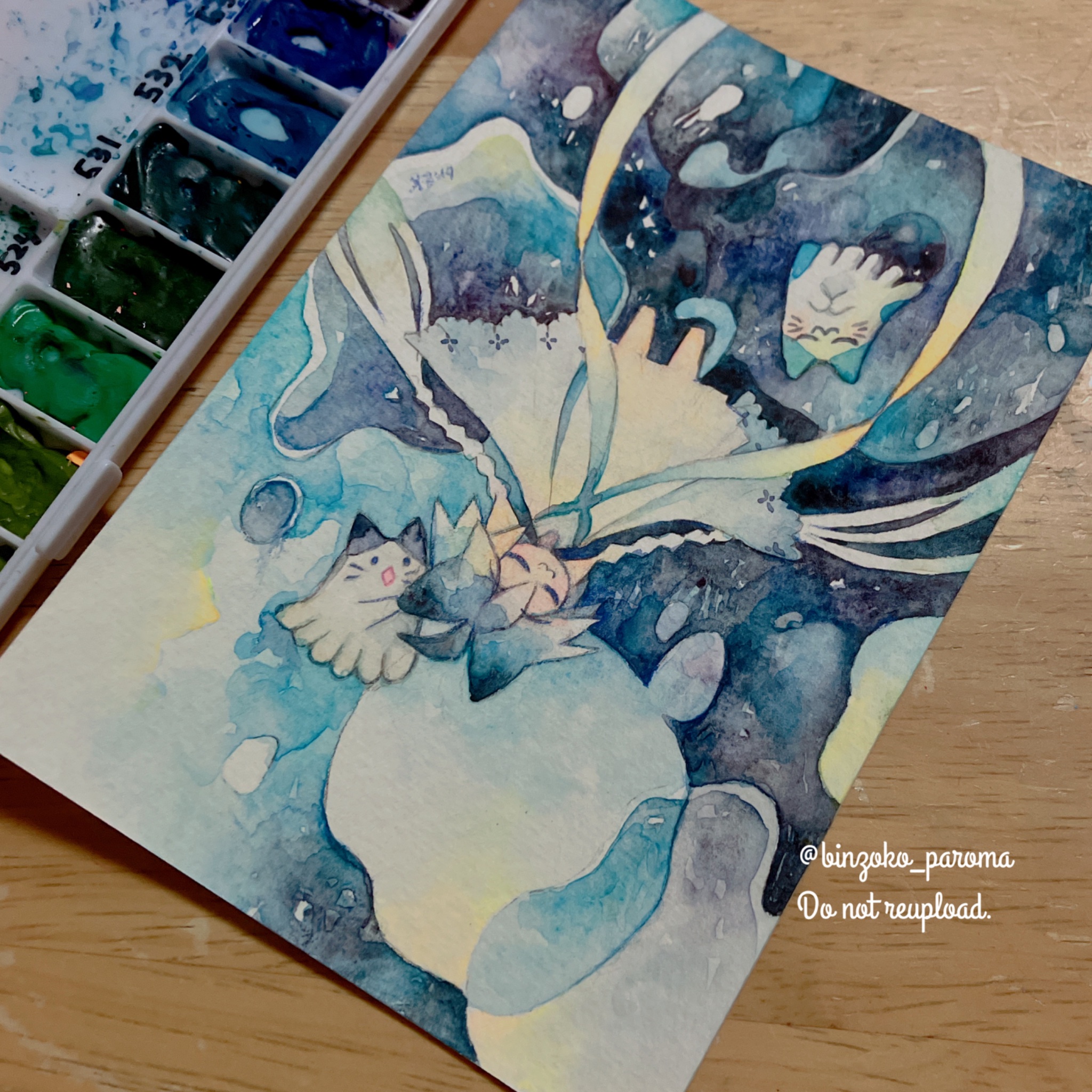 【水彩画】ポートレイト 狼のポートレート（墨絵、水彩画用紙B5） 絵画 ELIXIR OF LIFE