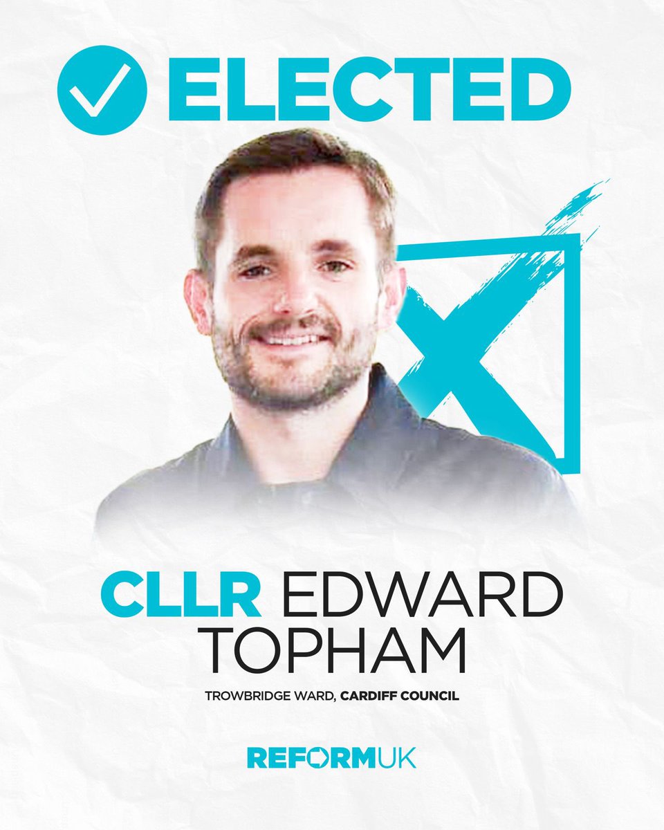 The good news keeps on coming this morning.

Reform won in Cardiff last night with 40% of the vote. 

Labour's vote share dropped by 31 points and only 3% voted Conservative.