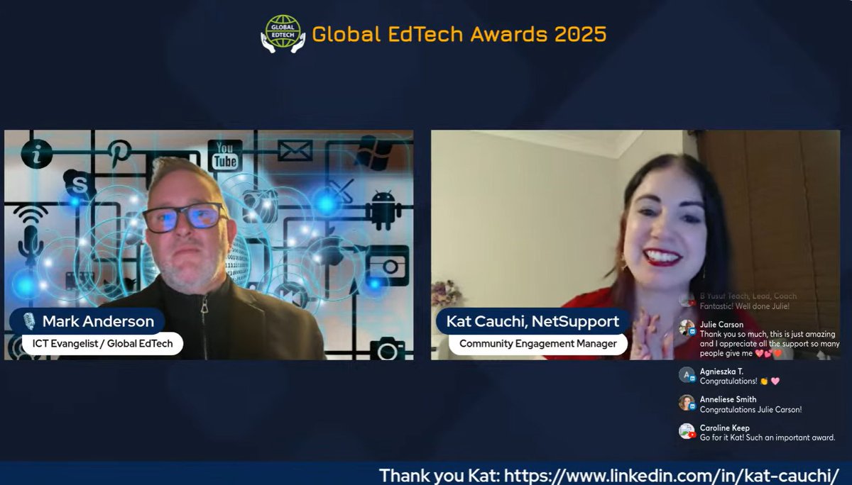 K_Cauchi's tweet image. Such an honour to judge and announce the winner of the Lifetime Achievement Award at the #GETAs25 last night, the amazing Professor Natalia I. Kucirkova. Huge congrats to her and all the winners and nominees. Thanks team @global_edtech for your hard work in creating these awards.