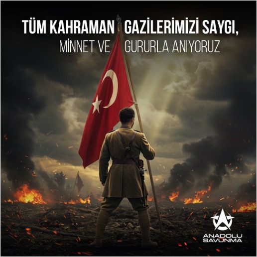 Tüm kahraman gazilerimizi saygı ve minnetle anıyoruz. 🇹🇷
We honor all our heroic veterans with respect and gratitude for their sacrifice for independence.

#AnadoluSavunma #GazilerGünü