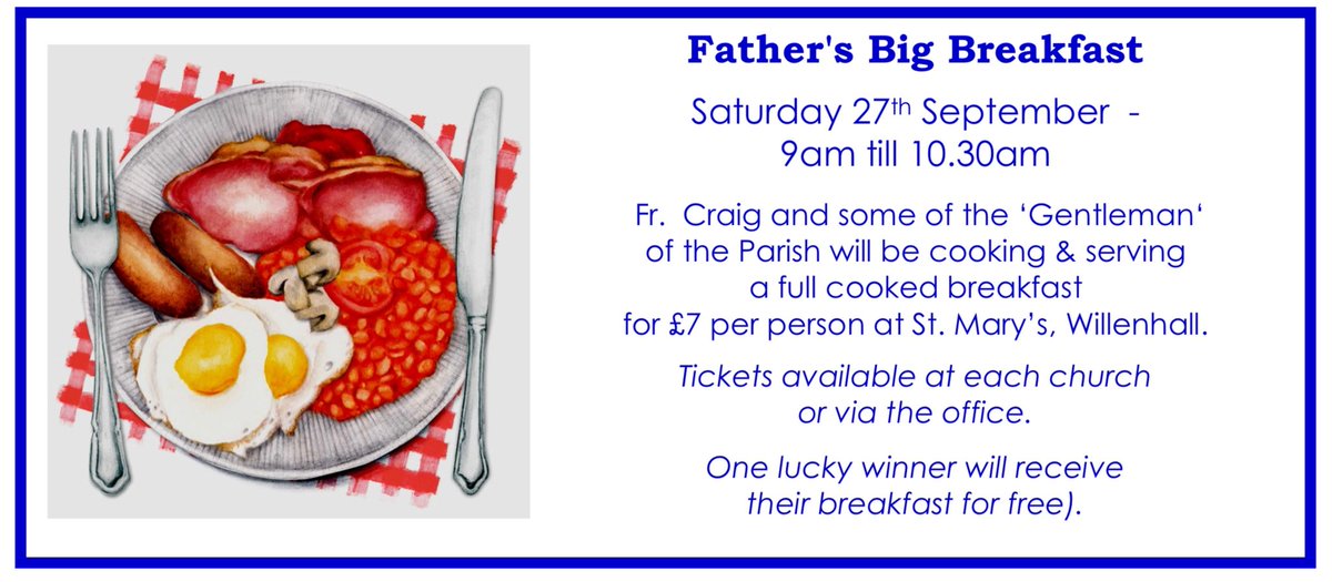 Book your place either via here or via the Parish Office.