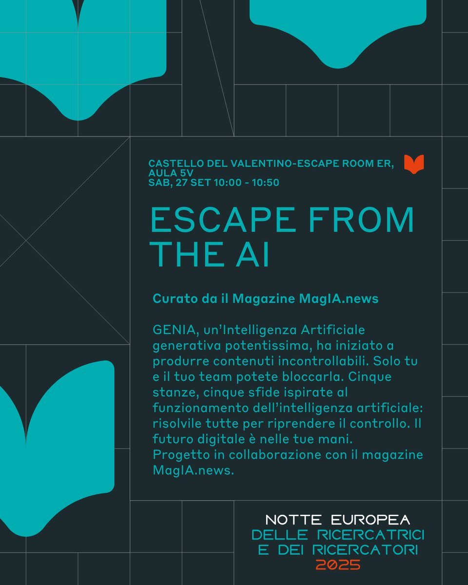 diunito's tweet image. 🌙✨ UNIGHT 2025 – La Notte Europea delle Ricercatrici e dei Ricercatori

📅 26-27 sett | Torino – Castello del Valentino e altre sedi

👇 il 1° gruppo di iniziative del Dipartimento di Informatica 🎓

#UNIGHTproject #unito