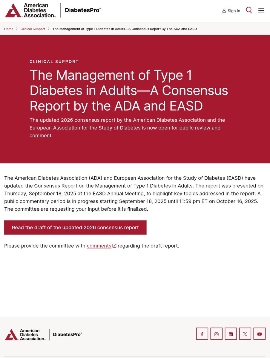 giorg_kyriakos's tweet image. 🚨 Hot off the press!
@AmDiabetesAssn &amp;amp; @EASDnews release the 2026 Consensus Report on Management of Type 1 #Diabetes in Adults 🩺
Draft now open for public review 👀

📌 Key updates presented at #EASD2025
🔗 professional.diabetes.org/clinical-suppo…

#EndoTwitter #MedTwitter #T1D