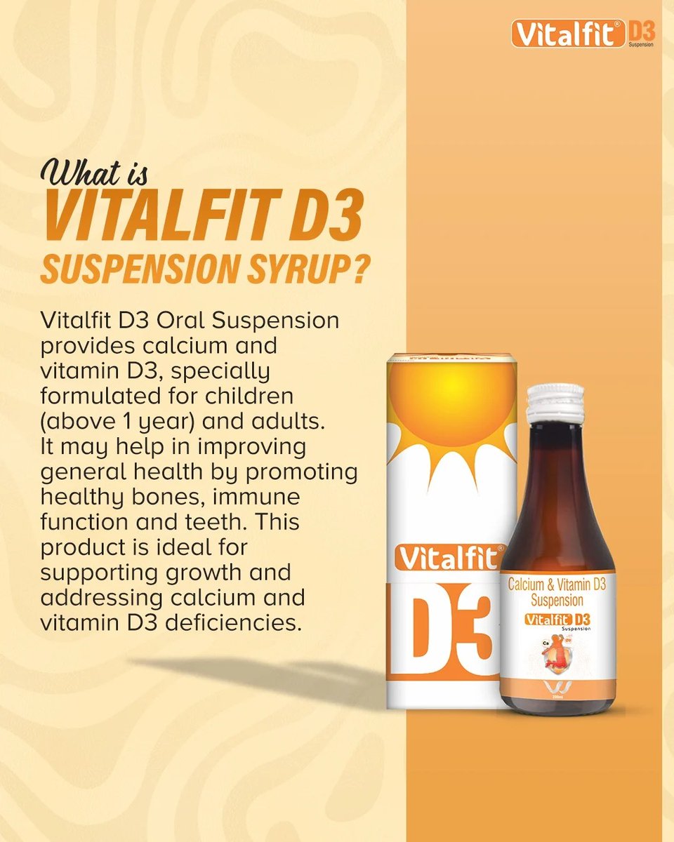 VitalFitDaily's tweet photo. Stronger bones, better immunity—Vitalfit D3 Syrup has it all. Packed with Calcium Carbonate and Vitamin D3, it helps prevent bone disorders and supports muscle and nerve function. It’s your daily dose of strength and resilience, boosting both bone health and immunity. https://t.co/POLo71q5pv
