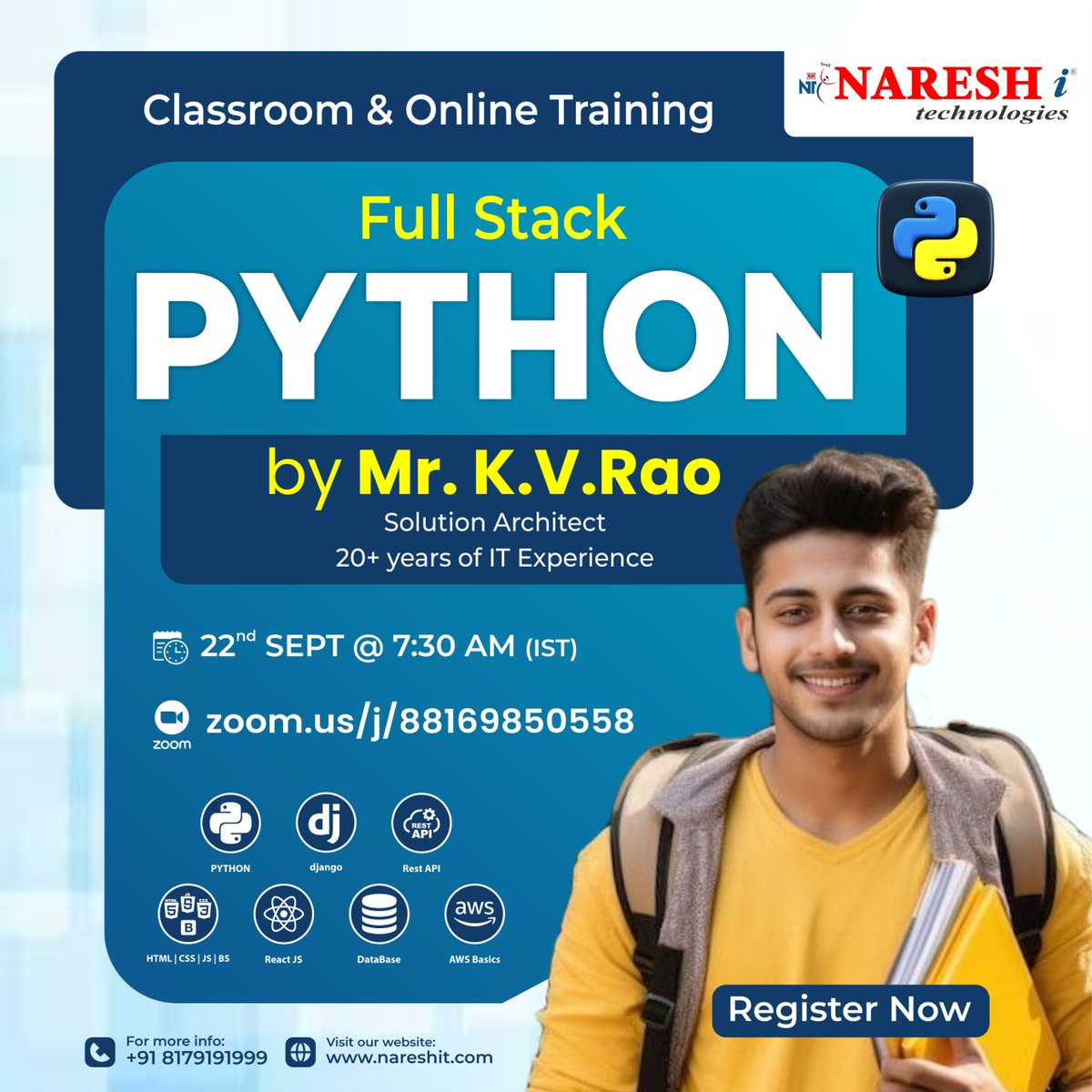 nareshitech's tweet image. 🚀 Kickstart Your Career with Full Stack Python!

🔗 Register Now: t.ly/FSPYTHON-22SE
by Mr. K.V. Rao 
📅 Date: 22nd September 2025⏰ Time: 7:30 AM (IST)

#Python #PythonWithAI #Fullstackpython #ArtificialIntelligence #Pythonprogramming #Numpy #Pandas #RestAPI #DeepLearning