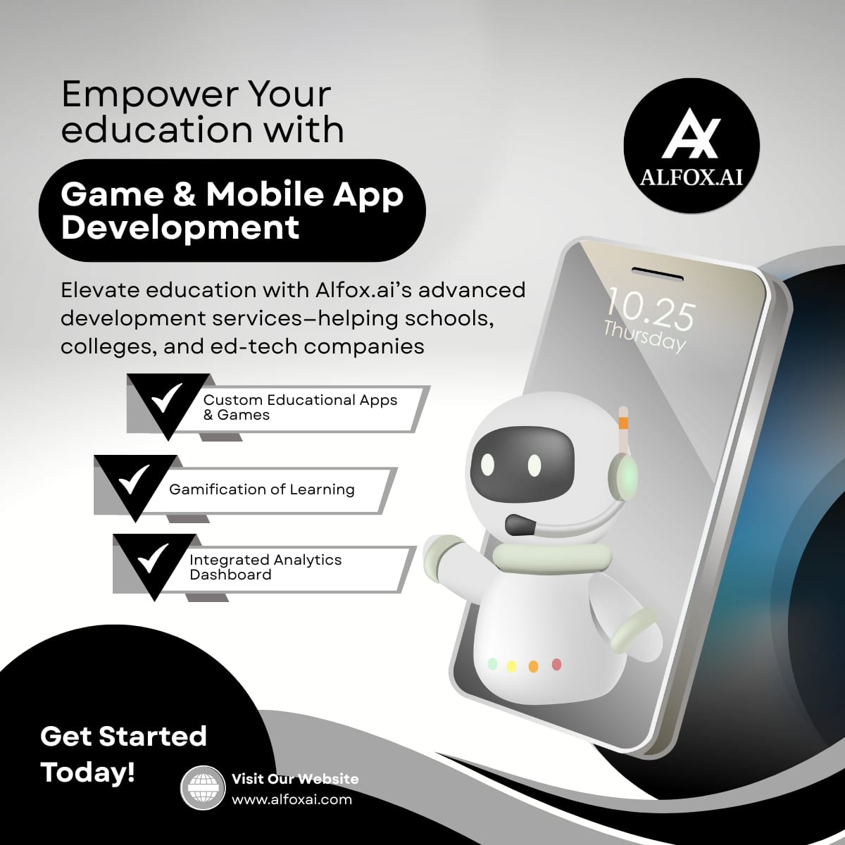 GangarajuV41375's tweet image. Empower learning with next-gen solutions powered by ALFOX.AI! 🚀 Transform education with custom educational apps, gamification, and in-depth analytics.
#EdTech #Gamification #Mlearning #EdApp #Education #Elearning #STEM #AIforEducation #LearningReimagined