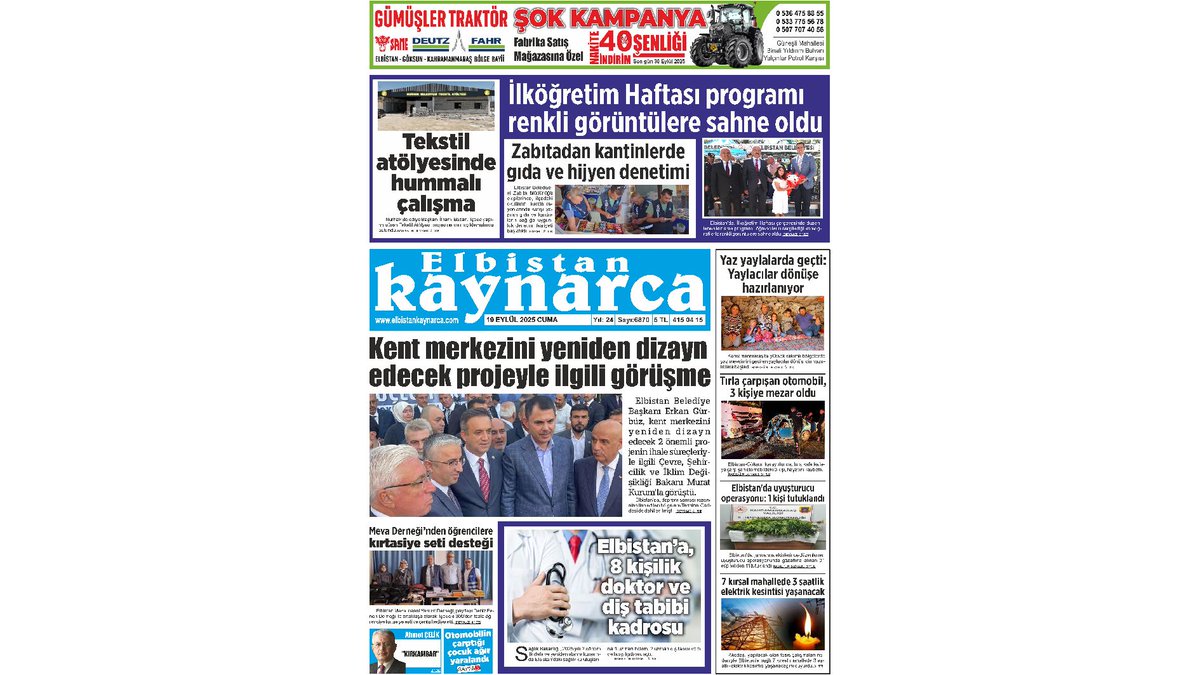 19 Eylül 2025 Cuma tarihli gazetemiz
Haberlerin devamı ve tüm detayları için
elbistankaynarca.com