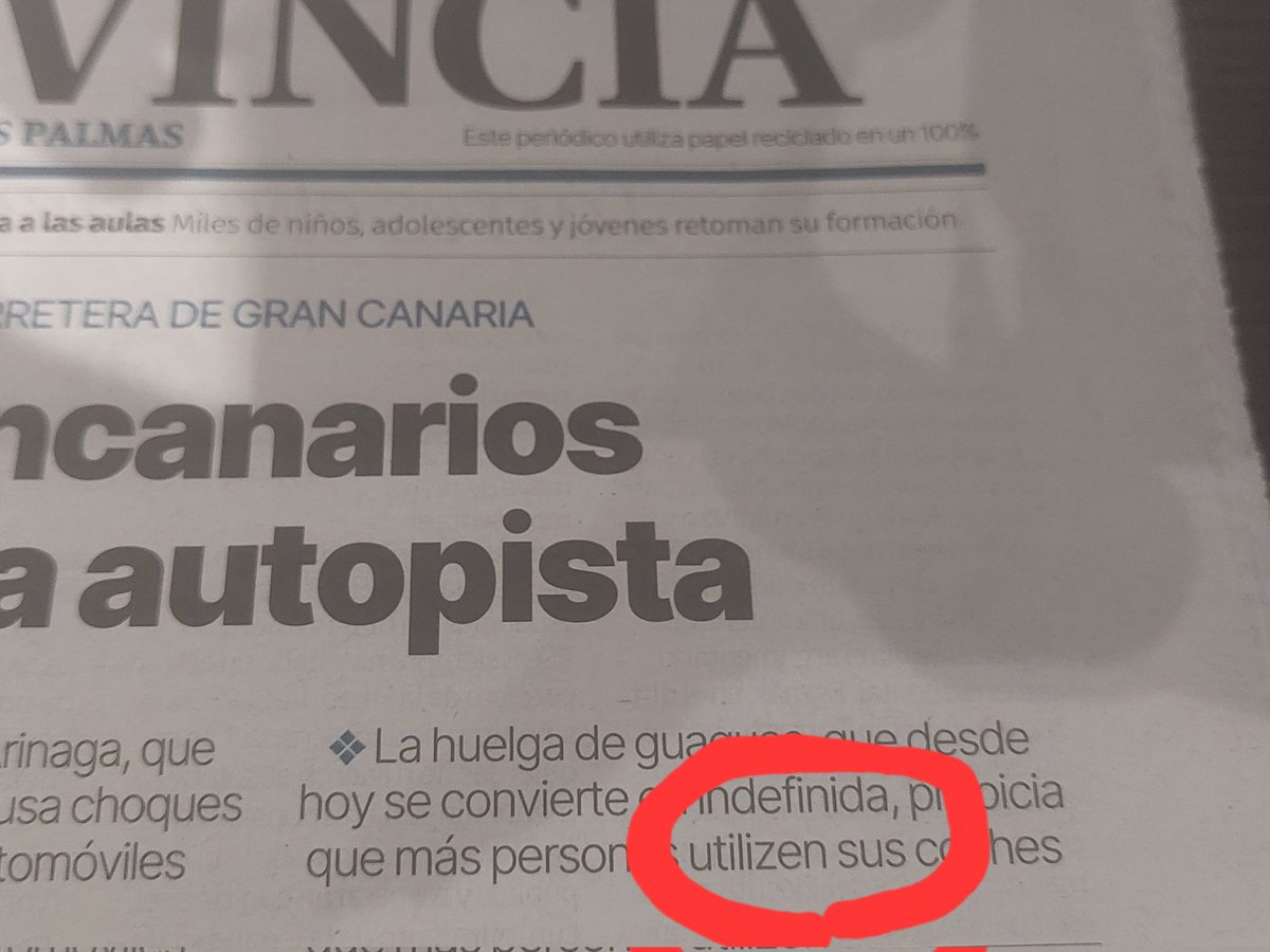 No entiendo en la época de la IA y correctores instantáneos, faltas de ortografía tan burdas en la portada de un periódico de papel. <a href="/laprovincia_es/">La Provincia</a>