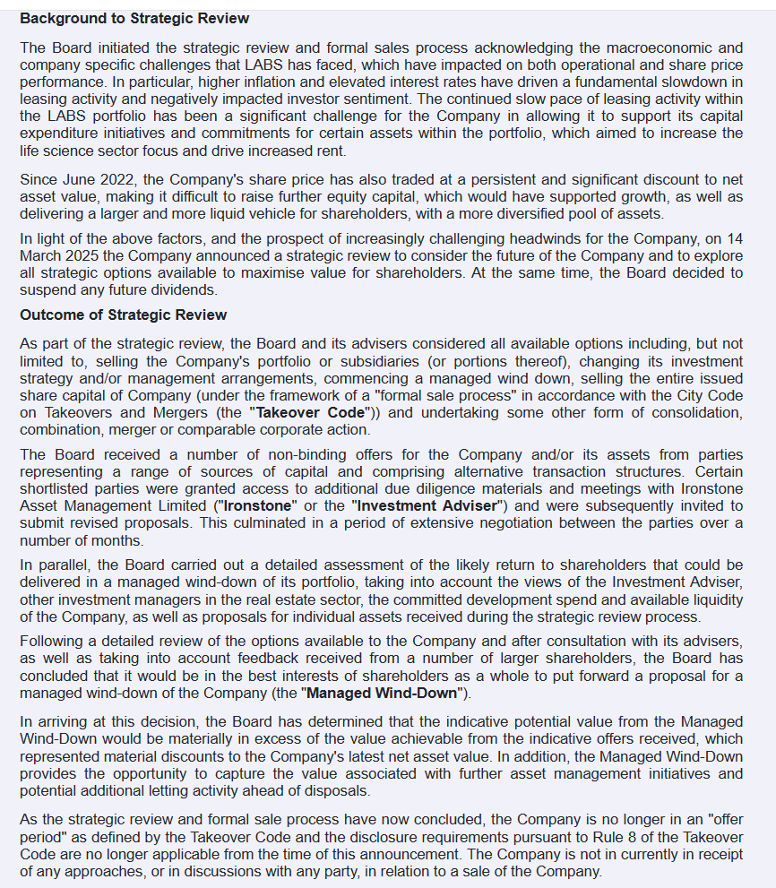 entrustTMF's tweet image. #LABS Life Science REIT Strategic Review Conclusion &amp;amp; Formal Sale Process

investegate.co.uk/announcement/r…