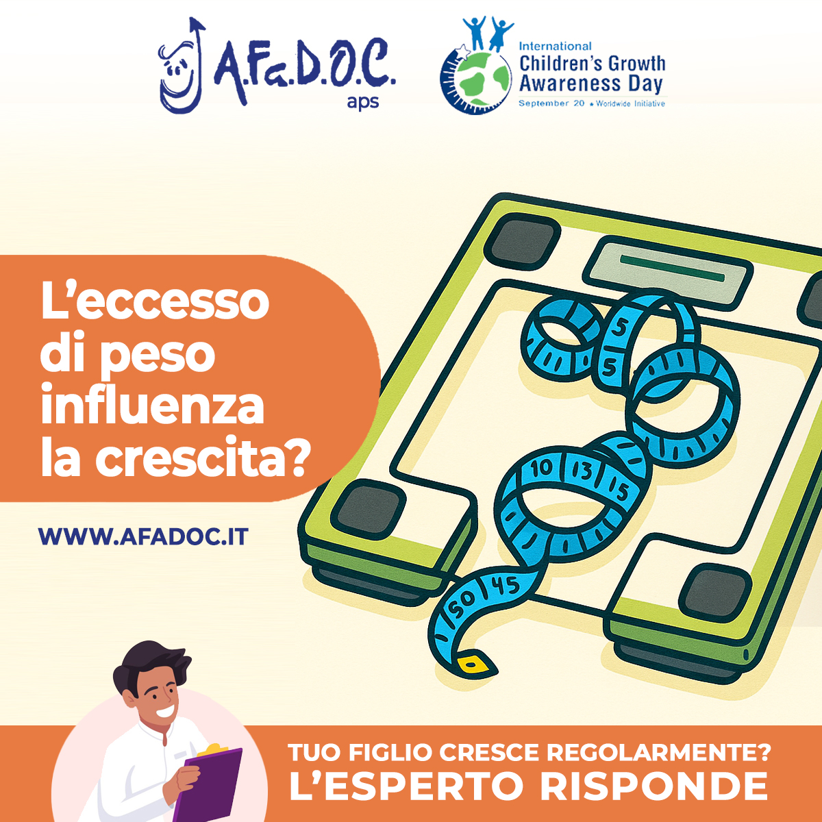 AfadocOnlus's tweet photo. 🌱 Buona Crescita = Buona Salute! 🌱
Tuo figlio cresce regolarmente? Scoprilo!
L’eccesso di peso influenza la crescita?
Leggi la risposta dell'esperto!
https://t.co/9oZE57pIBK
#afadoc #growthawareness #buonasalute #pediatria #crescita #ChildGrowthAwareness @ICOSEPorg https://t.co/cq1WbVqx79