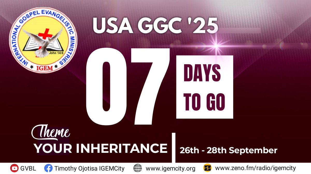 igemcity's tweet image. One week to go! 7 days to an unforgettable global encounter with God. Who are you inviting? #igem #usaggc #YourInheritance #GodsKingdom #empowerment #jesus #salvation