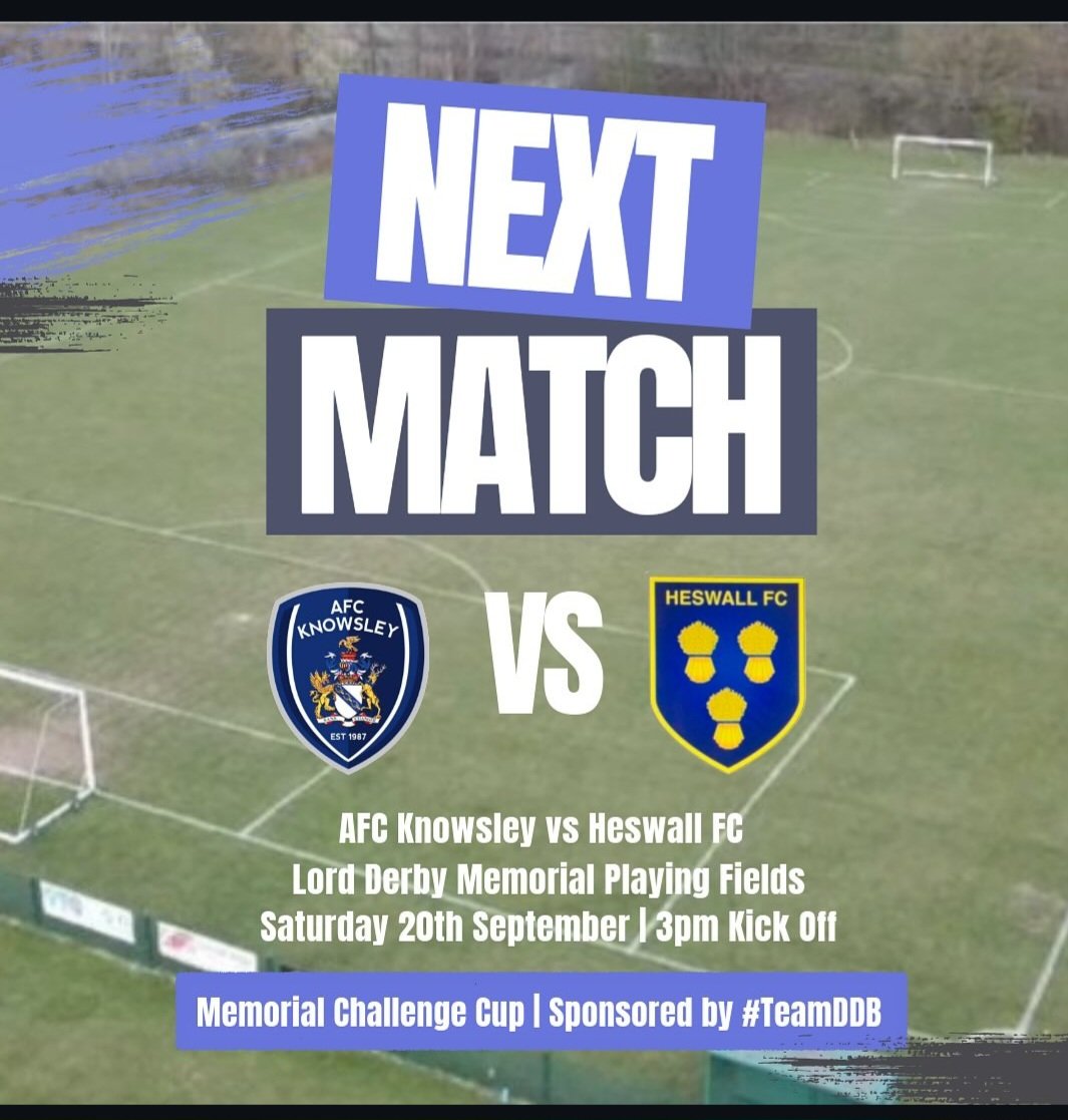 HeswallFC_'s tweet photo. Saturday sees us travel to @afc_knowsley in the #TeamDDB Memorial Challenge Cup. A tough game against a very good side. All support welcome 💛💙 https://t.co/AvDfvcpjlC