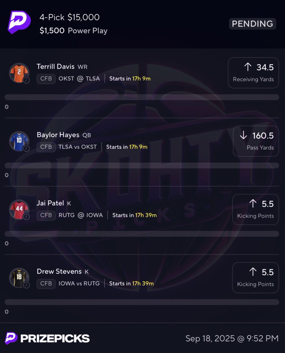 SkohtyDFS's tweet photo. $100 to a FOLLOWER who likes when we cash⬇️

WE RIDE AT DAWN🐎🏈🤑🔥 

#Prizepicks #Gambling𝕏 #SkohtyPicks #CFB https://t.co/Qy9tcYP1vR