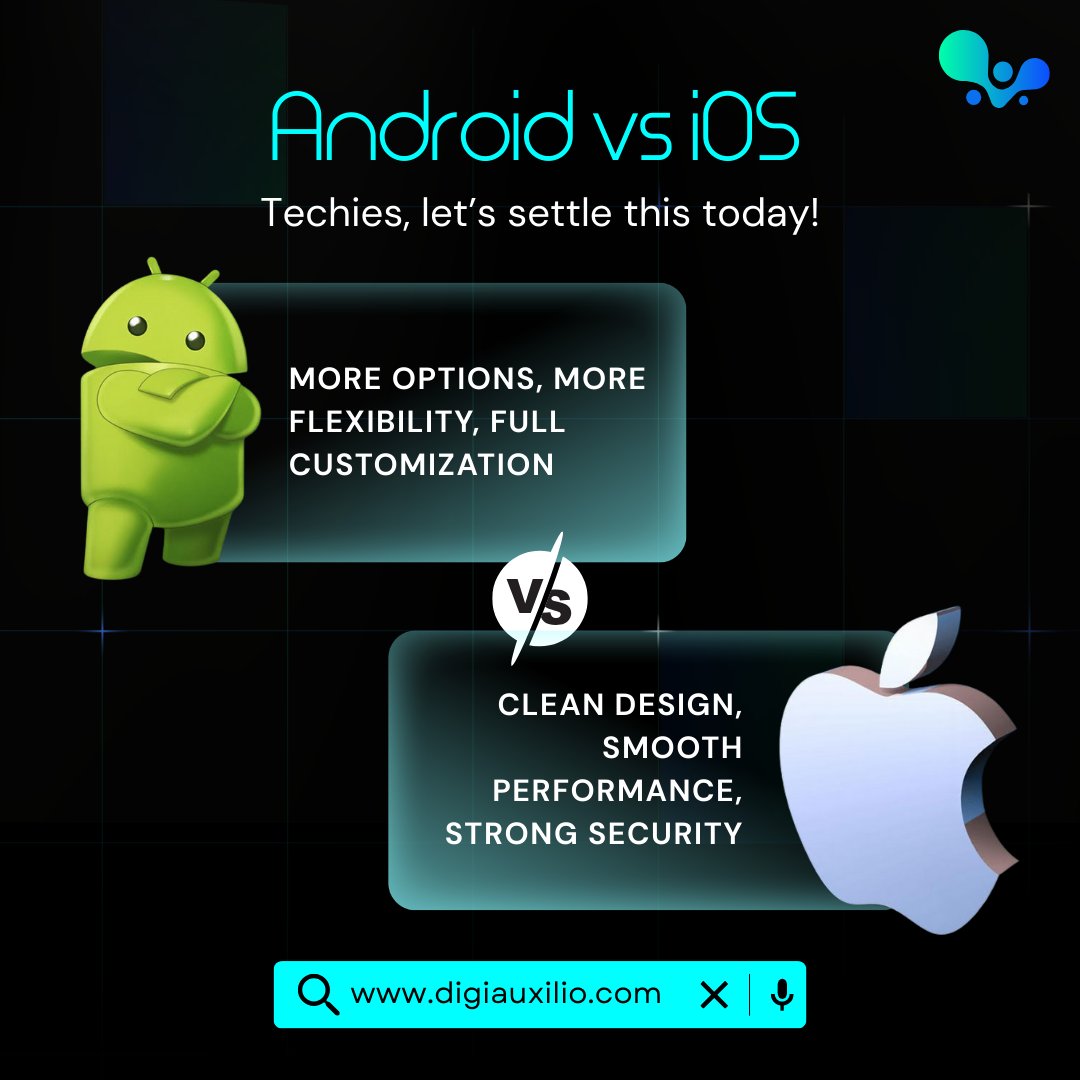 DigiAuxilio_'s tweet image. 👉𝗔𝗻𝗱𝗿𝗼𝗶𝗱 𝗼𝗿 𝗶𝗢𝗦—which side are you on?
𝗔𝗻𝗱𝗿𝗼𝗶𝗱 𝗼𝗿 𝗶𝗢𝗦? Both have loyal fans and unique strengths—let’s explore!

𝗔𝗻𝗱𝗿𝗼𝗶𝗱 𝗼𝗿 𝗶𝗢𝗦? 🤔 Pick a side &amp;amp; let Digital Auxilio power your next app!

#DigitalAuxilio #AndroidVsIOS  #MobileTech