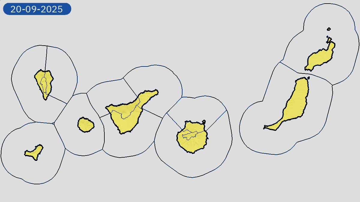 19/09 07:30 Avisos  activos hoy y mañana en Canarias por polvo en suspensión y temperaturas máximas. Nivel máximo de aviso: naranja.
Actualizaciones en aemet.es/es/eltiempo/pr…