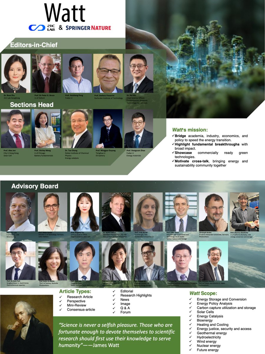 21C Lab, together with Springer Nature, has officially launched the new international academic energy journal Watt, designed to create a catalytic space where breakthroughs become solutions and power progress.

Watt brings together prominent experts in the energy field, including