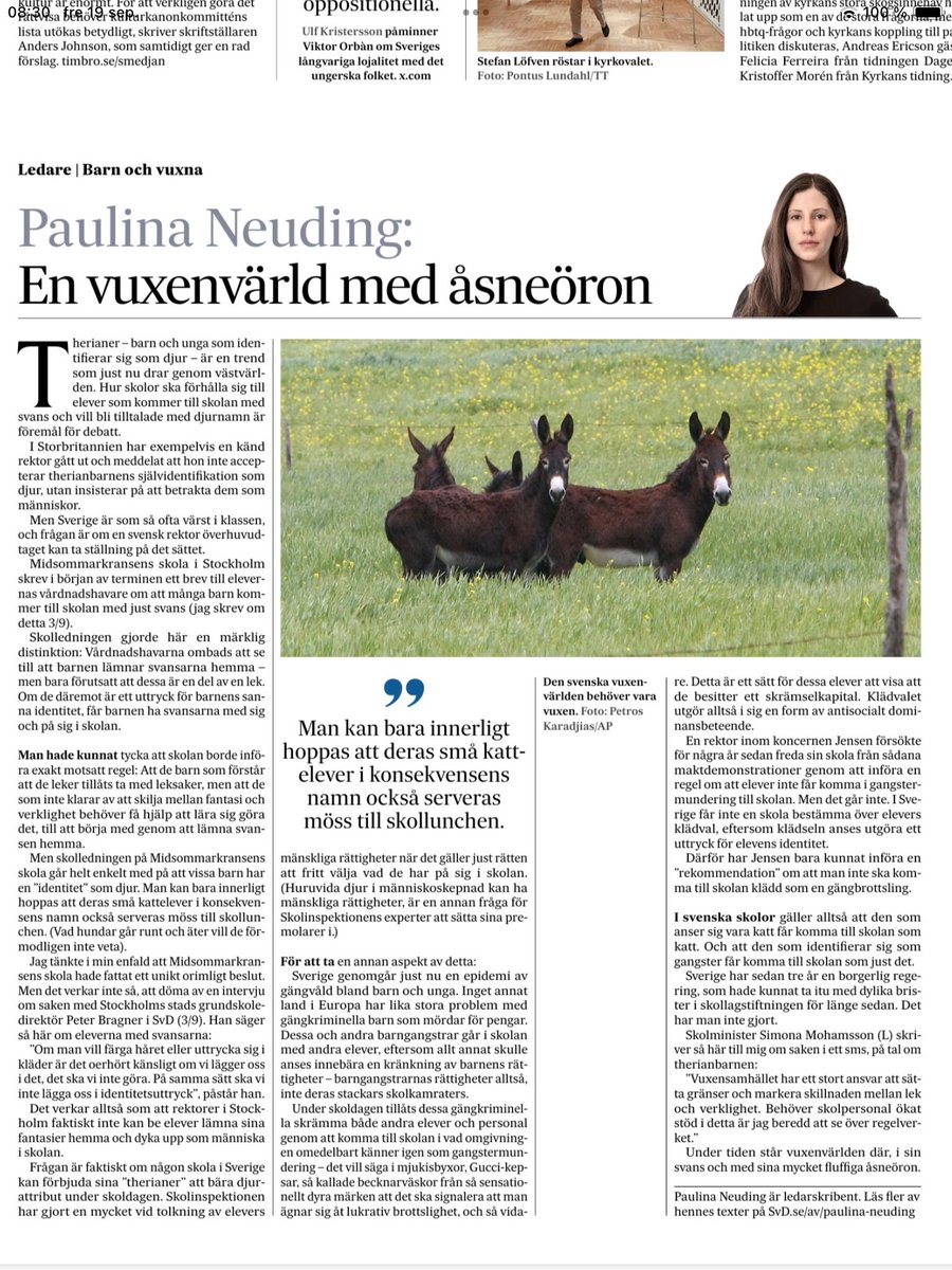 Ja vad ska man säga. Var finns de vuxna förebilderna och är det konstigt att barnen är vilsna idag? #svd ⁦<a href="/paulinaneuding/">Paulina Neuding</a>⁩