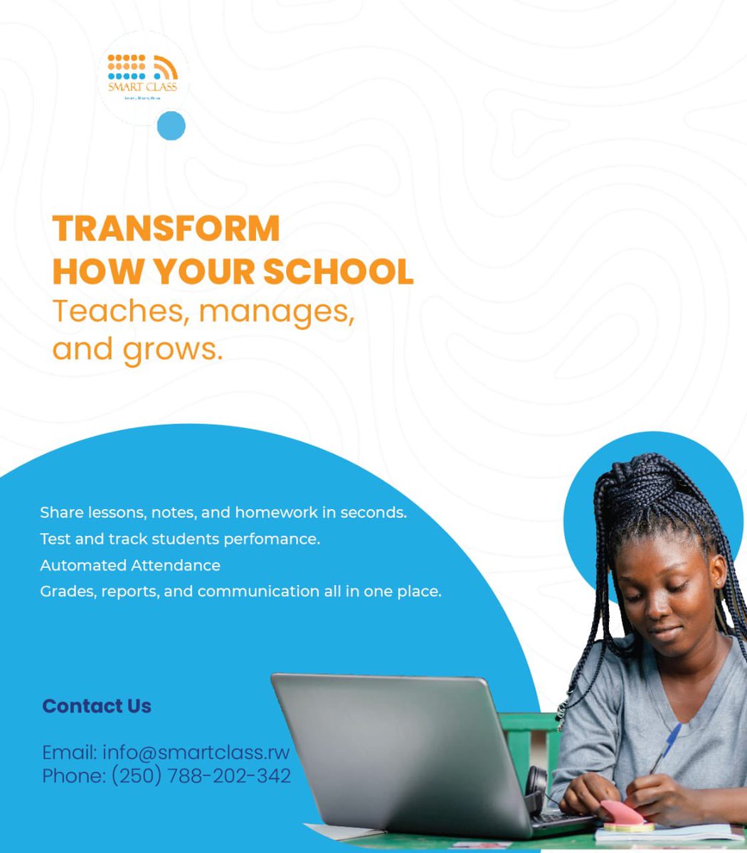 SmartClassRw's tweet image. UCI Week won’t stop the learning!
With SmartClass, classes, homework, and grades stay just a click away. 🚀💻
Anywhere. Anytime. 

REGISTER YOUR SCHOOL NOW🚨
#UCIWorldChampionship2025 #UCIKigali2025 #Smartclass