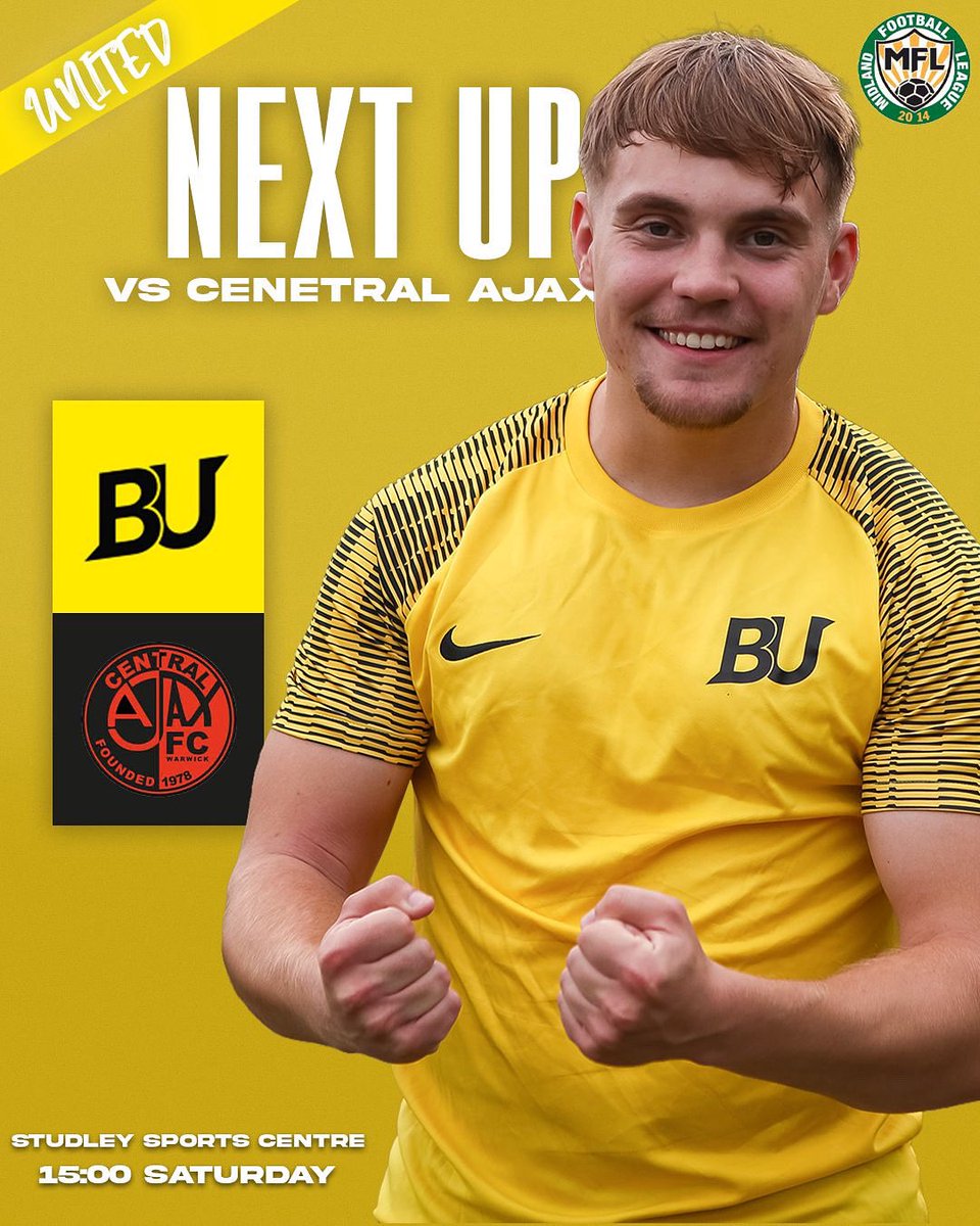 Birmingham United First Team (@bufcfirst) on Twitter photo Next Up |
π <a href="/CentralAjaxFC/">Central Ajax FC</a>
π <a href="/MidlandLeague/">Capelli Sport Midland Football League</a> , Division 2
π
20.09.25
β° 15.00
π Studley Sports Centre, B80 7BF Next Up |
π <a href="/CentralAjaxFC/">Central Ajax FC</a>
π <a href="/MidlandLeague/">Capelli Sport Midland Football League</a> , Division 2
π
20.09.25
β° 15.00
π Studley Sports Centre, B80 7BF