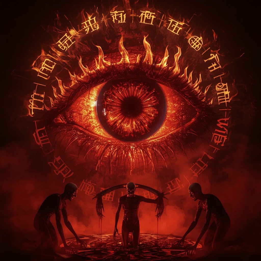 slayer22446's tweet photo. “The Thirteenth Verse.
An eye that doesn’t look at you — it looks through you.
Those who stare too long hear their own name whispered back from the void.”#DarkArt #OccultArt #HorrorArt #SurrealArt #NFTArt #AIArt #CryptoArt #DigitalOccult #VisionFromTheVoid #CodexOfTheHollow https://t.co/yQgVi7eabQ