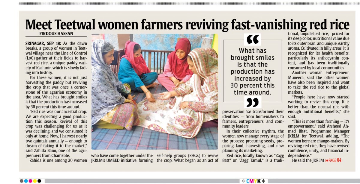 NRLMTEETWAL's tweet photo. Meet Teetwal women farmers reviving fast Vanishing red Rice.
@PMOIndia 
@OfficeOfLGJandK 
@MoRD_GoI 
@DayNrlm 
@JK_NRLM 
@AgriGoI https://t.co/IWZzQo1A3f