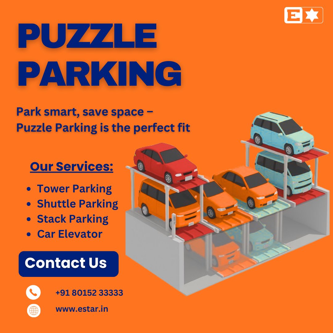 EstarEngineers's tweet image. Struggling with parking space in your apartment, office, or complex?
 Puzzle Parking by E Star Engineers lets you park MORE cars in LESS space – smartly &amp;amp; safely. 
📞 +91 80152 33333
estar.in/og-puzzle-park…
#PuzzleParking #SmartParking #SpaceSolutions #EStarEngineers #CarParking