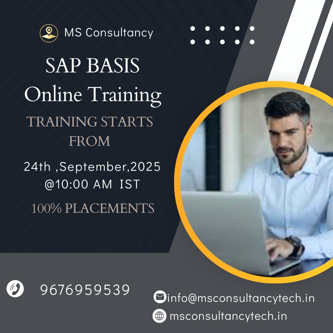 pavanmstech228's tweet image. With 100% Placement Assurance
 Contact: 9676959539
 Email: info@msconsultancytech.in
 Visit: msconsultancytech.in
#SAPBASIS #SAPTraining #SAPCareers #OnlineTraining #TechEducation #LearnSAP #ITCareers #TechSkills #CareerOpportunities #Placements #JobReady #SkillDevelopment