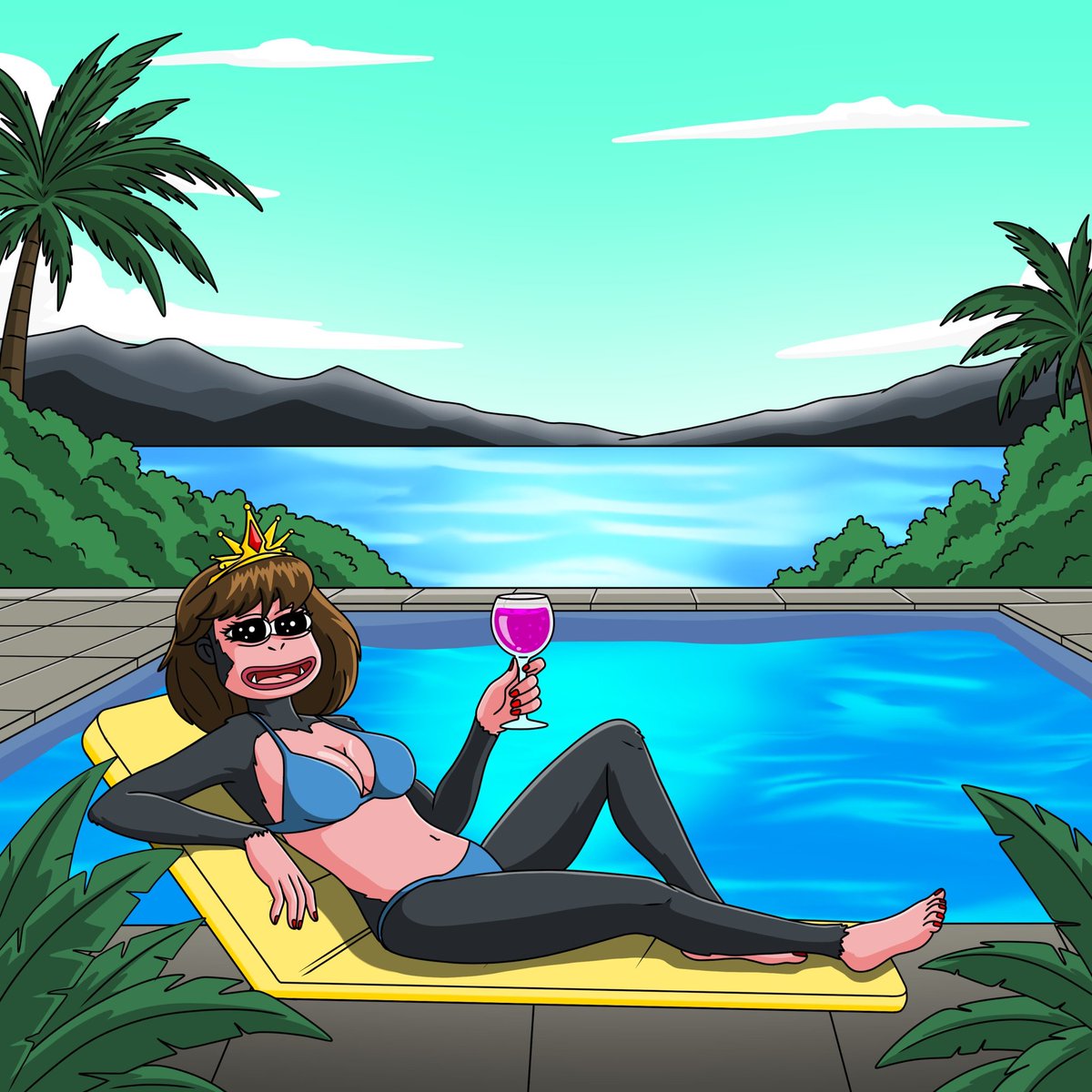 👑Queen $QOA knows how to enjoy the fruits of her labor 🍷💎 Relaxing by the pool, while letting the kingdom continue to grow stronger 🚀🌴 This is just the beginning of her journey to glory ✨🦍 #QOA #QueenOfApes