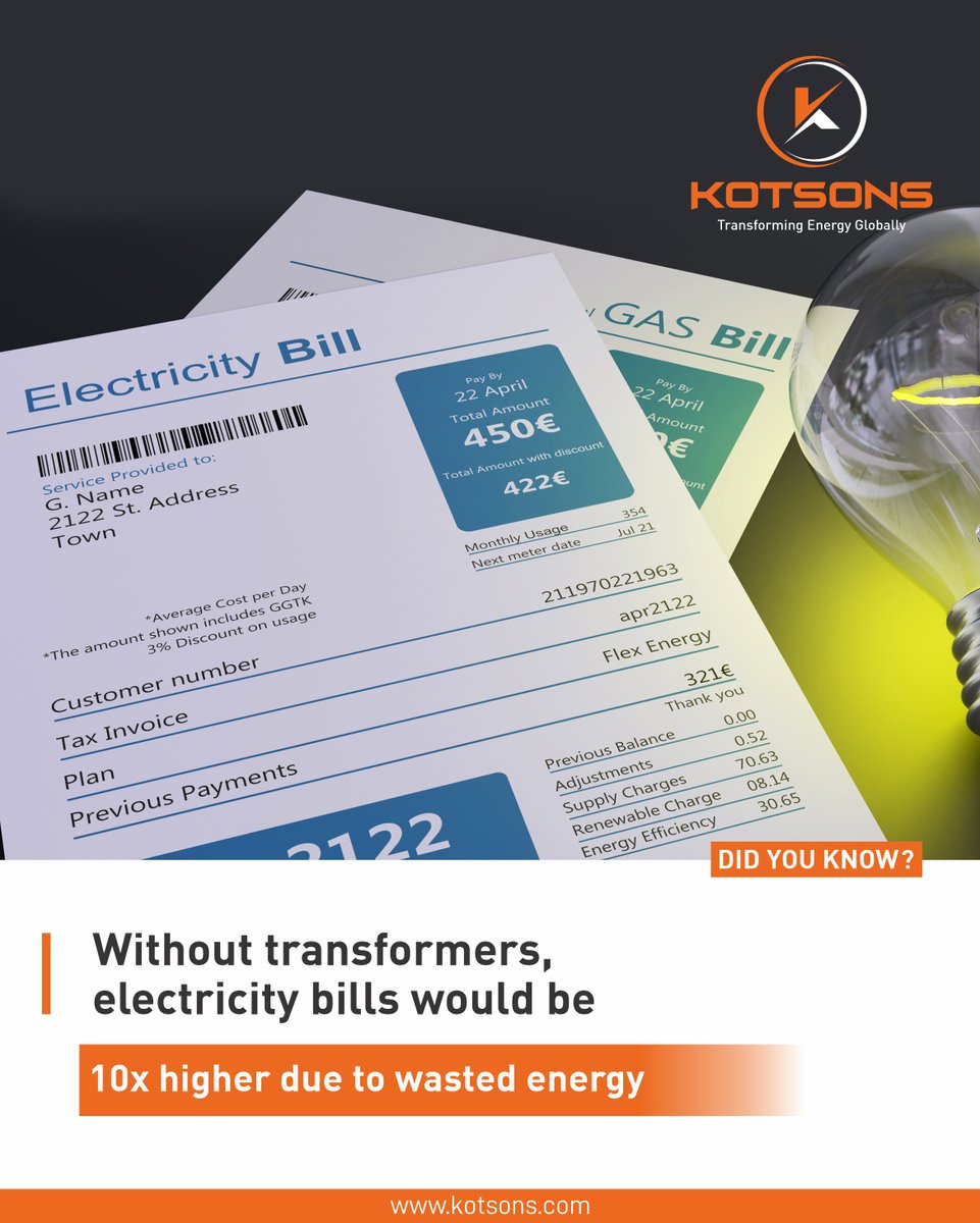 Waaree_TPower's tweet photo. Without transformers, your electricity bills could be 10x higher 
Kotsons keeps energy efficient &amp; costs lower!
#Kotsons #KotsonsPower #PoweringPossibilities #TransformingEnergy #SmartPower #EnergyEfficiency #MakeInIndia #PowerDistribution #ElectricitySavings https://t.co/fNfI1kktPe