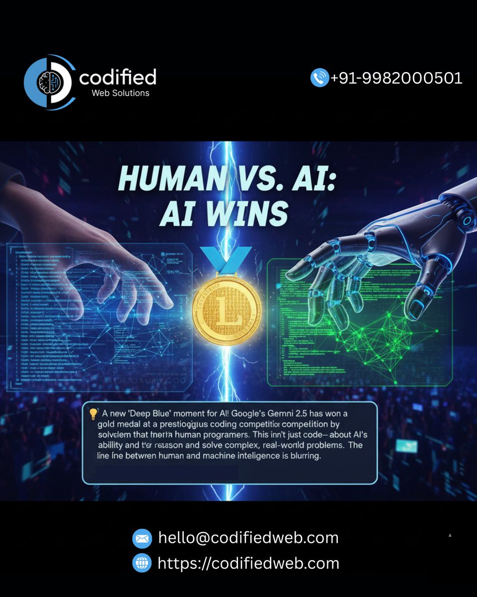 CodifiedWeb's tweet image. The battle between Human vs. AI is no longer a myth—it’s a reality shaping our digital future. From advanced coding to real-world problem solving, Artificial Intelligence is proving its strength by outperforming human capabilities in speed, precision, and efficiency.