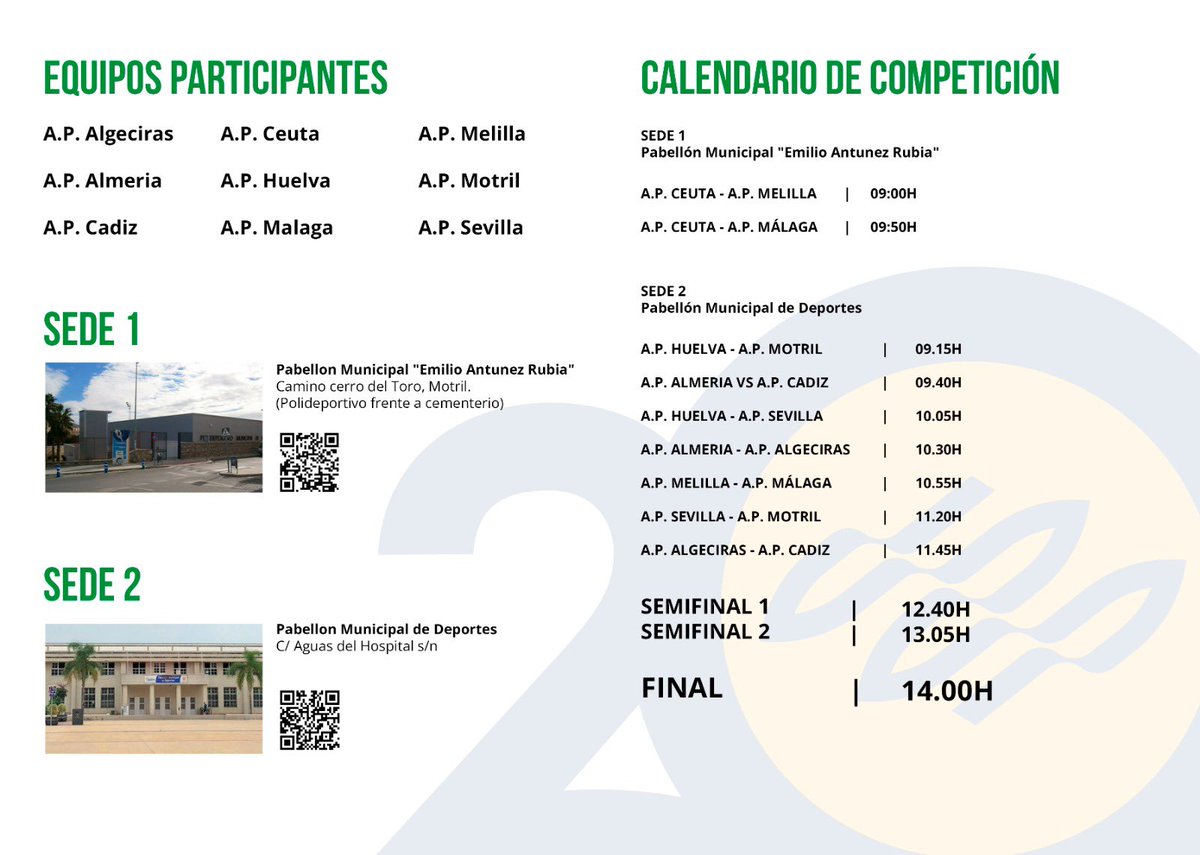 Preparados para recibir a los más de 100 compañeros de las siete autoridades portuarias de Andalucía, además de Ceuta y Melilla para participar en el II Torneo Interpuertos de Fútbol Sala. 🚢⚓️⚽️
Colabora: Ayuntamiento de Motril 💙
#20AniversarioAPM
