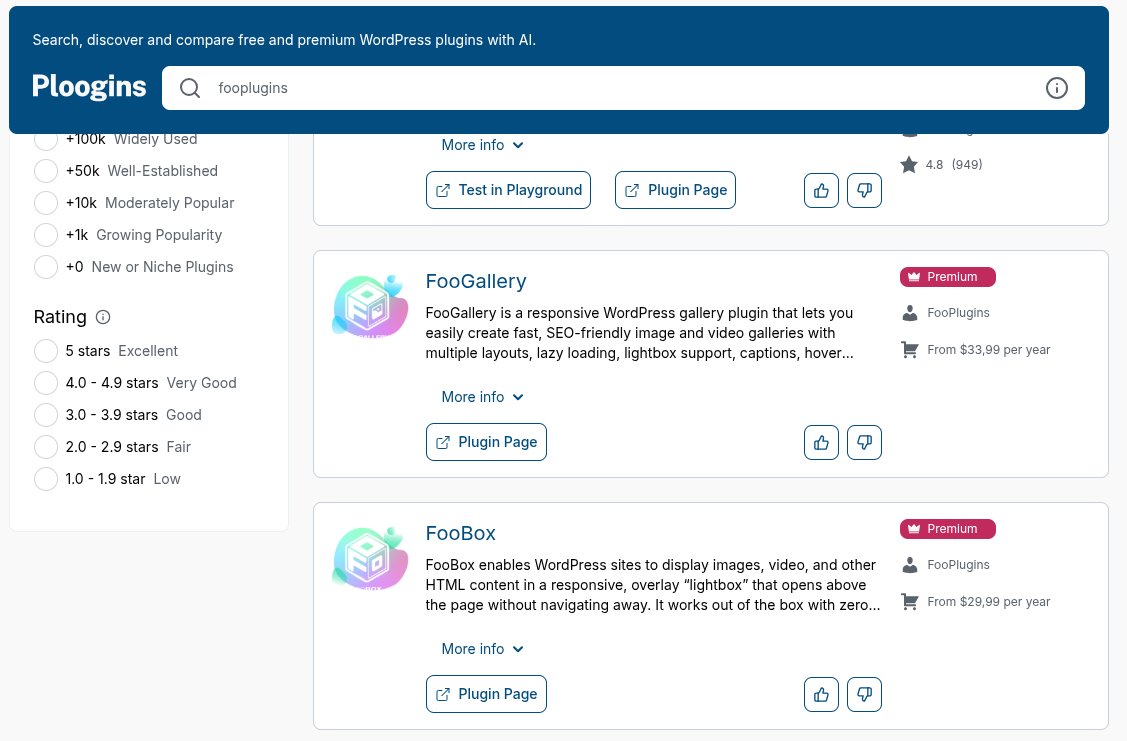 Welcome <a href="/FooPlugins/">FooPlugins</a> <a href="/themergency/">Brad Vincent</a> to Ploogins: ploogins.com/search/fooplug…