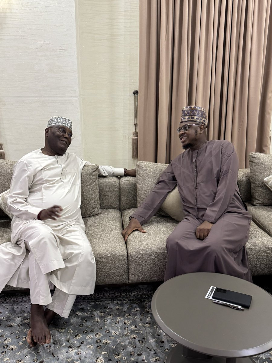 Just In: Former Vice President <a href="/atiku/">Atiku Abubakar</a> Abubakar, on Tuesday night, paid a courtesy visit to the former Minister of Communications, <a href="/ProfIsaPantami/">Prof. Isa Ali Ibrahim, CON</a>, at his residence.