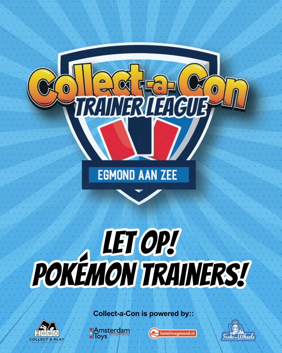 🎴 Let op, Pokémon Trainers!
Wil je meedoen aan het officiële TCG-toernooi tijdens Collect-a-Con? Dan is dit belangrijk:

🕒 De inschrijving voor de Trainer League op zaterdag sluit op vrijdagavond om 20:00 uur.
🕒 De inschrijving voor zondag sluit op zaterdagavond om 20:00 uur.