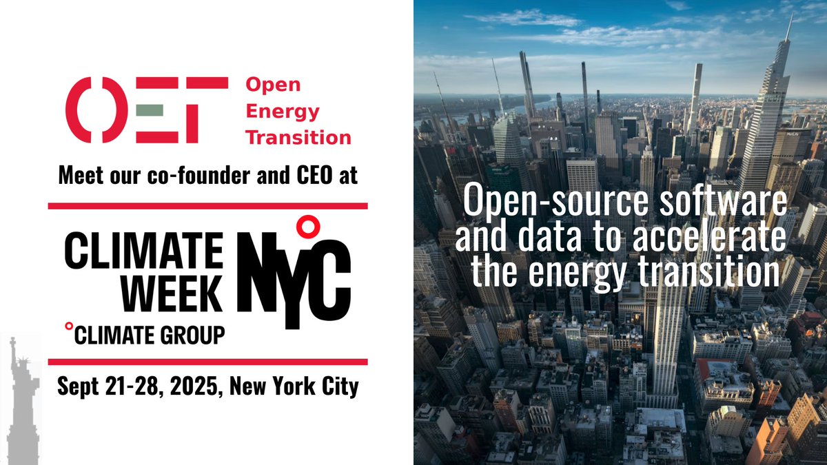 Heading to #ClimateWeekNYC (Sep 21–28)! Our co-founder and CEO, Maximilian Parzen, is excited to connect with you on #OpenSource , grid tools, expanding grid datasets &amp; transforming global #EnergyPlanning. 

In NYC too? Let’s meet &amp; spark ideas! ✨ Reach out to <a href="/maxparzen/">MaxParzen</a>