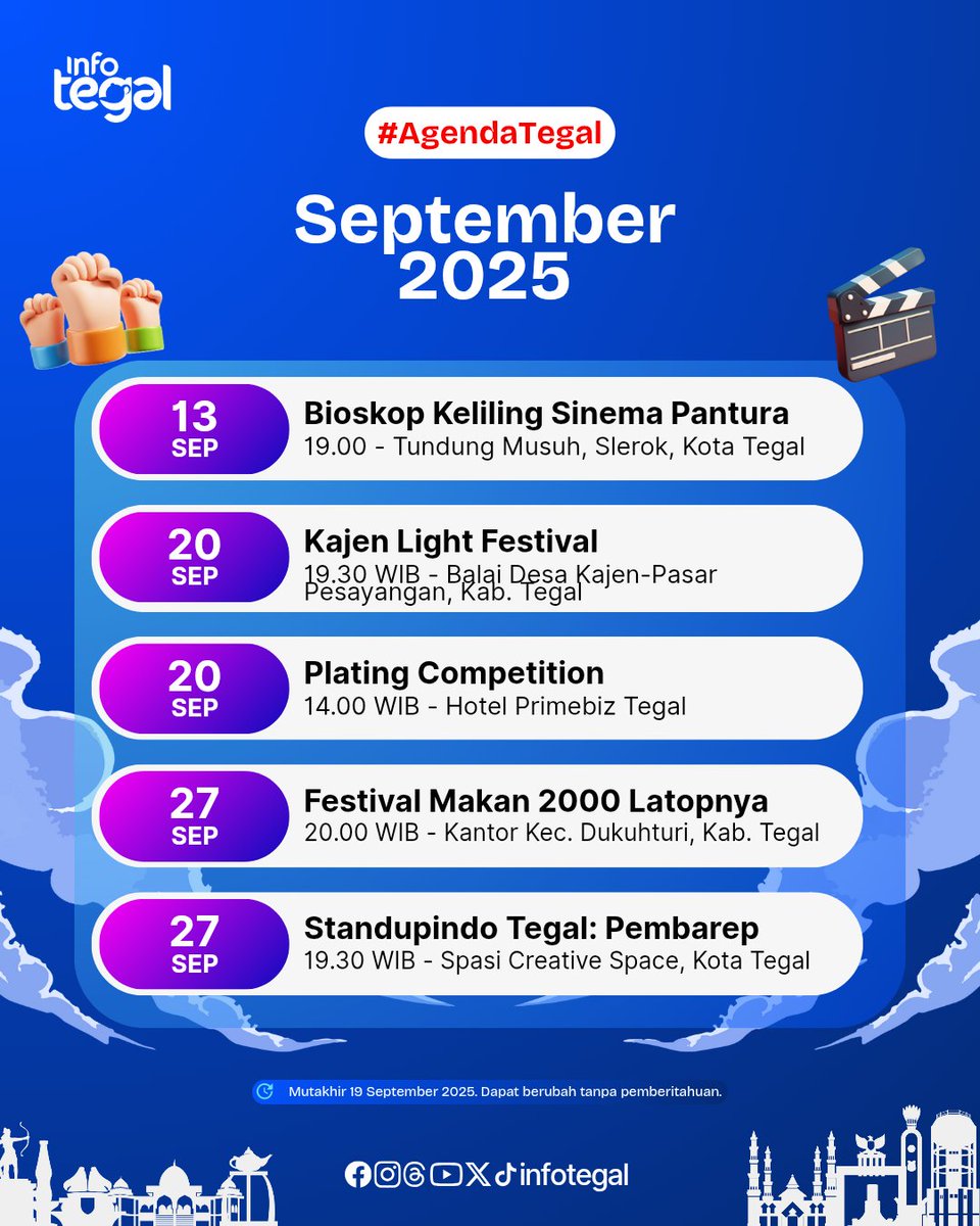Masih bingung mau ke agenda apa di Tegal pertengahan bulan September kali ini?

Kalau ada yang belum kami himpun, bisa berbagi infonya di kolom komentar, ya.
