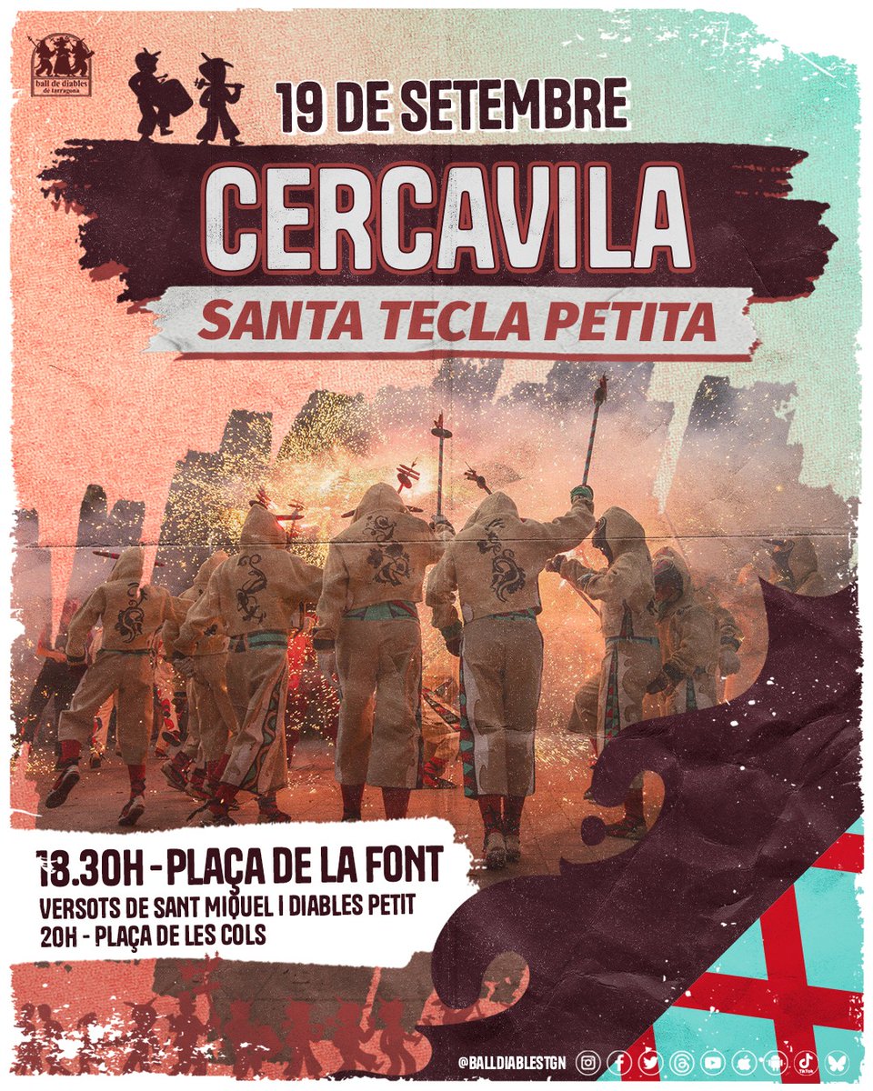 🎉𝐂𝐞𝐫𝐜𝐚𝐯𝐢𝐥𝐚 - 𝐒𝐚𝐧𝐭𝐚 𝐓𝐞𝐜𝐥𝐚 𝐏𝐞𝐭𝐢𝐭𝐚 🎉

És divendres i és el torn dels més petits!! 🔥 

INICI:
🕐 18:30h
📍 Plaça de la Font

VERSOTS:
🕐 20:00h
📍Plaça de les Cols

📸 albert.fotografia
#SantaTecla2025 #diablesdetarragona