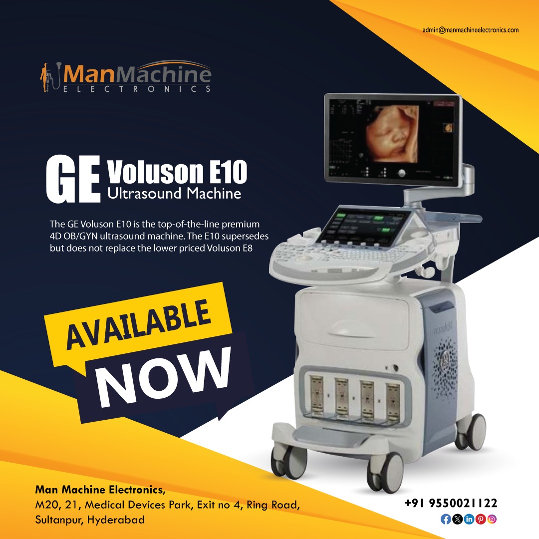 GE Voluson E10 BT15 is available for sale @ Man Machine Electronics.

For more details call us at +91 9550021122
view our website @ manmachineelectronics.com

#GEVolusonE10  #ManMachineElectronics #UltrasoundForSale #MedicalEquipment #VolusonSeries #UltrasoundMachine #VolusonE10