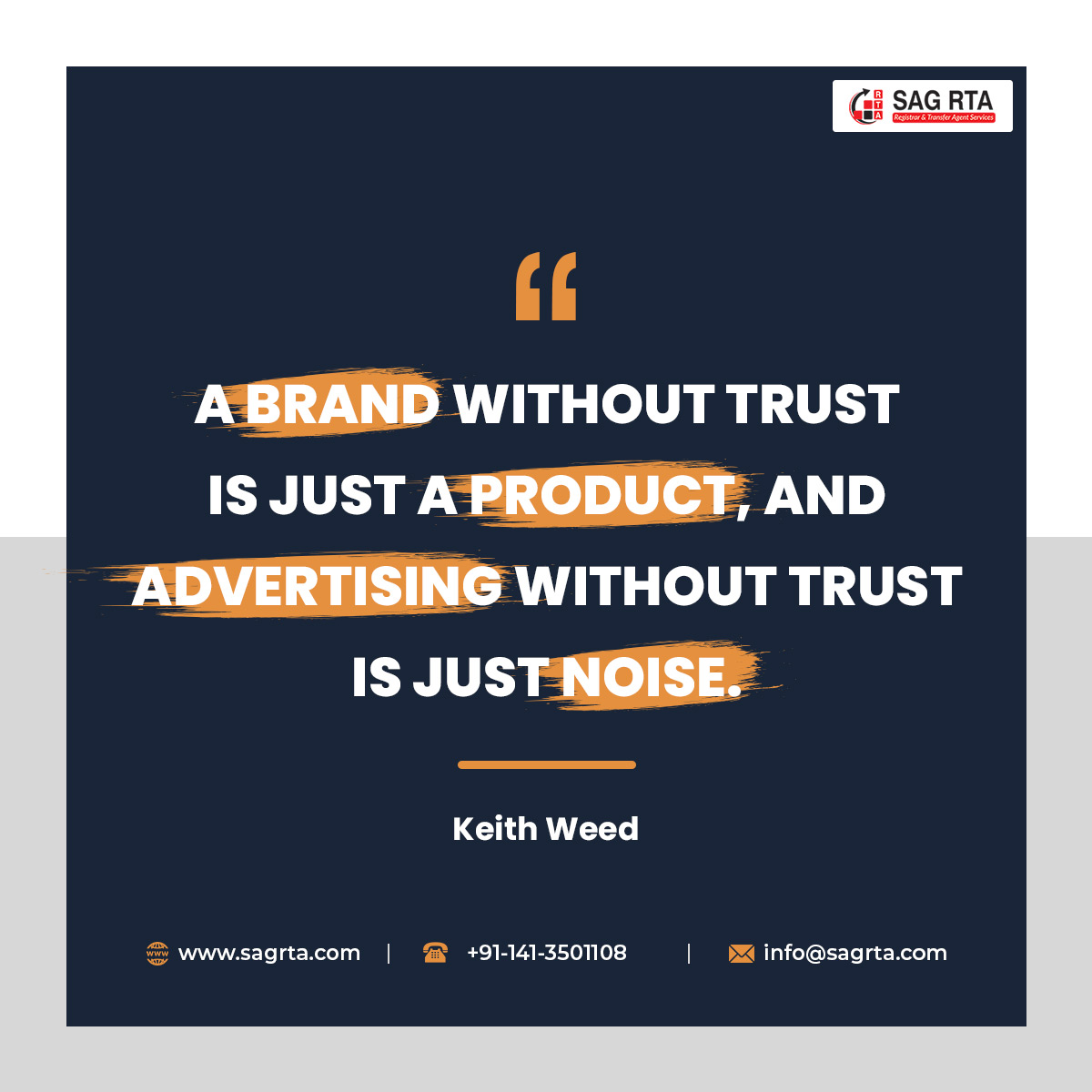 sag_rta's tweet photo. A Brand Without Trust is Just a Product...
#rta #sagrta #Friday #fridayquote #quoteoftheday #product #brand #advertising #quotes https://t.co/BBu5NghJNZ