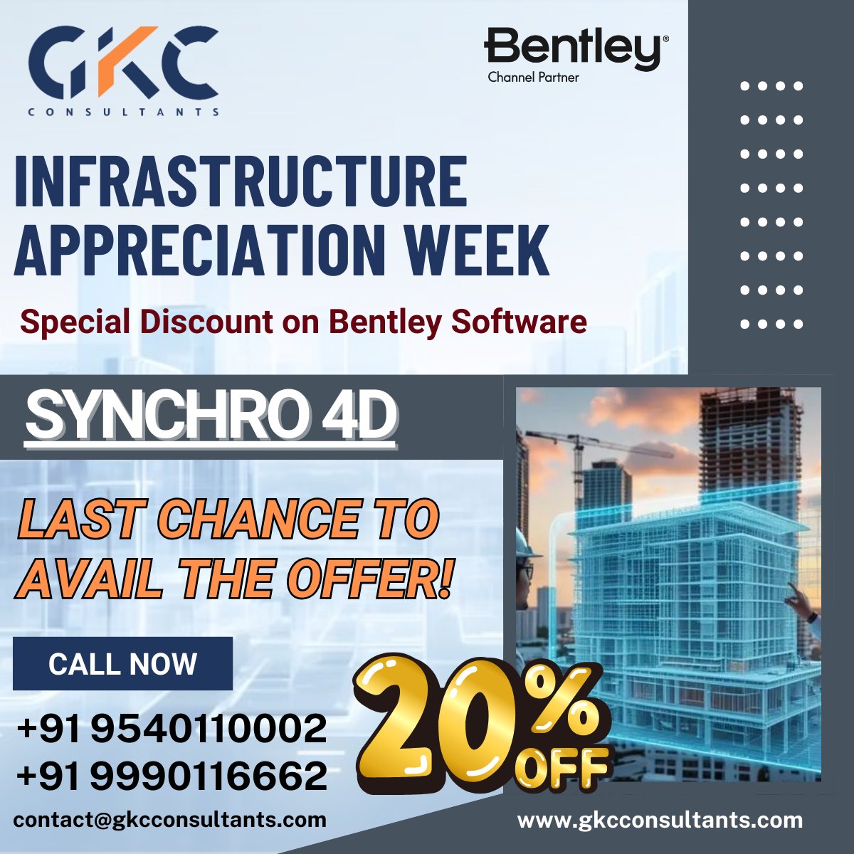 gkcconsultants's tweet image. ⏳ OFFER ENDS TONIGHT! ⏳
Get FLAT 20% OFF on Bentley Synchro 4D – the ultimate tool for 4D BIM, construction planning &amp;amp; project simulation. 🚀
👉 Don’t miss your last chance to save big!

📞 +91 9540110002 | +91 9990116662

#BentleySystems #Synchro4D #BIM #4DBIM #Construction