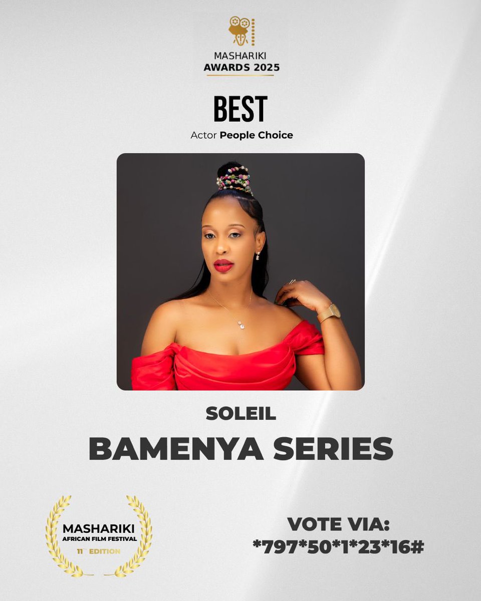 Gutora “Uwase Orthance (Soleil), #Umukarateka, akaba n’umwe mu bakinnyi b’Abahanga muri Cinema, ukamuha amahirwe yo Kwegukana Irushanwa rya Mashariki Awards 2025, ni ukunyura aha: 

🔷Kanda: *797*50*1*23*16.
         Cg
🔷 watch.rw/voting/23/cate…

<a href="/Jka_Rwanda/">Japan Karate Association - Rwanda</a> <a href="/NIYONGABODamy/">NIYONGABO Damy</a>