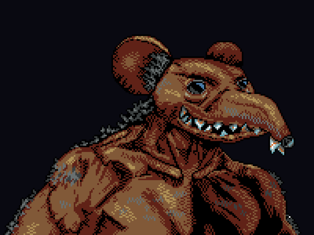 Here I am again, fanboying over <a href="/DmitryDeceiver/">Deceiver</a> and doing studies on his art. Can't say I totally nailed it, but here is a Rat in the art style Dmitry did for Loop Hero.

#pixelart #art