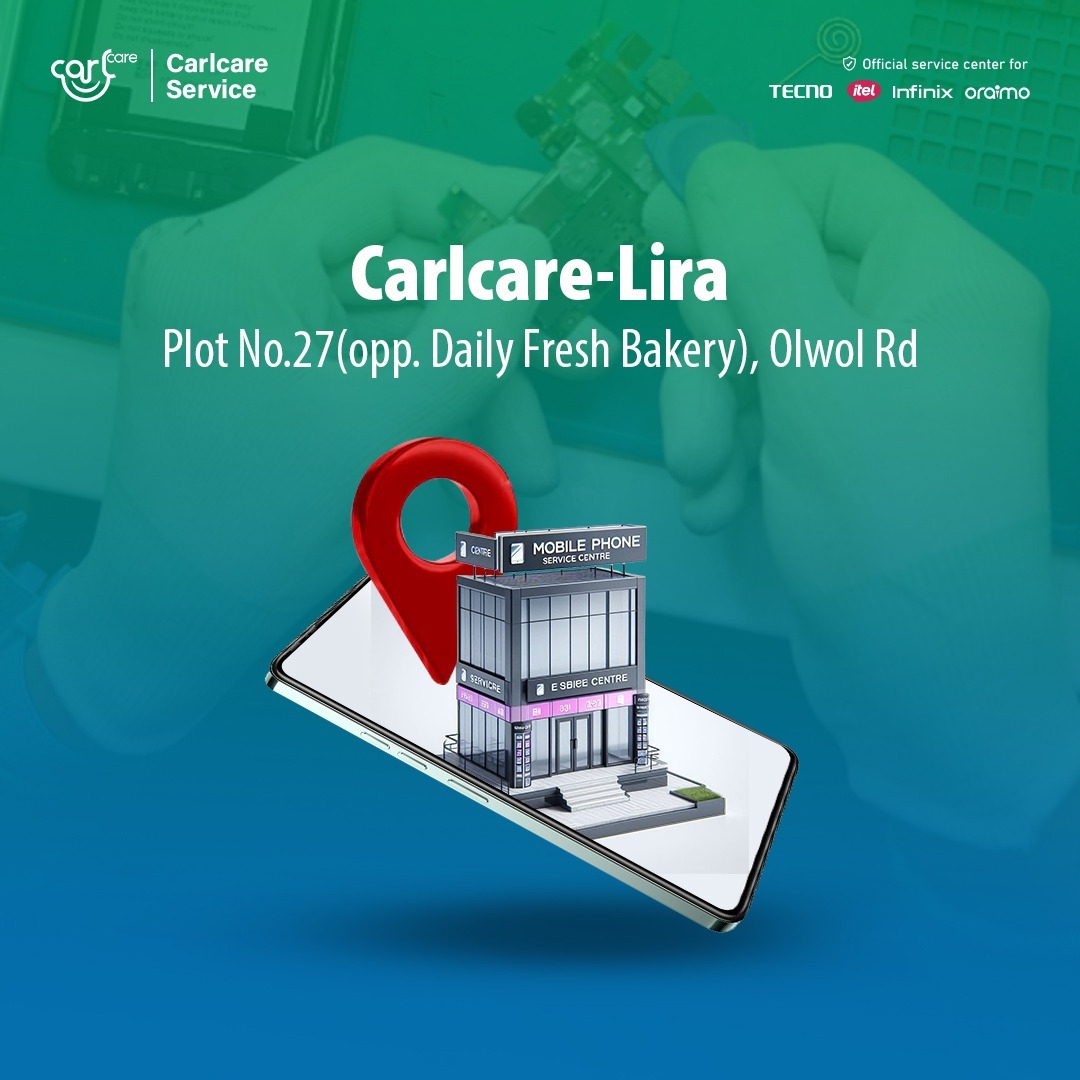 📍 Carlcare-Lira is here for you!
Looking for trusted phone repair and service in Lira?
Find us at Plot No.27 (Opp. Daily Fresh Bakery), Olwol Rd.

🔧 Your phone deserves the best — Visit us today!

0787085985 | carlcare.com/ug
#Carlcare #PhoneRepair #Lira #TECNO #itel