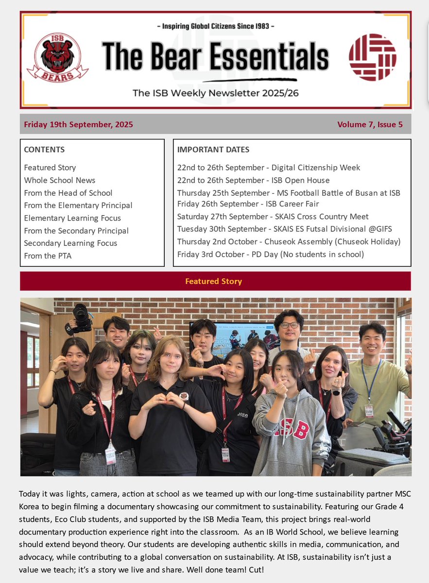 ISBLearning's tweet image. This week&apos;s newsletter is now available to download from the &apos;news&apos; section of the ISB Website. Have a wonderful weekend!     

heyzine.com/flip-book/9b7e…

#isblearning #ib