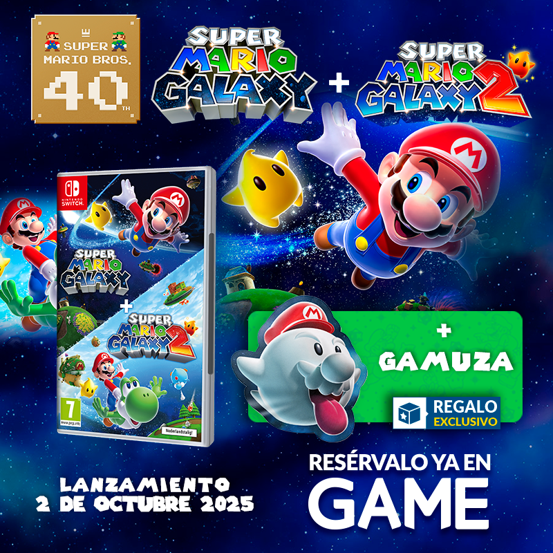 VideojuegosGAME's tweet photo. ¡Un regalo para tenerlo todo impoluto! 

Reserva Super Mario Galaxy + Super Mario Galaxy 2 en GAME y llévate una gamuza con forma de Mario Fantasma exclusiva de regalo.