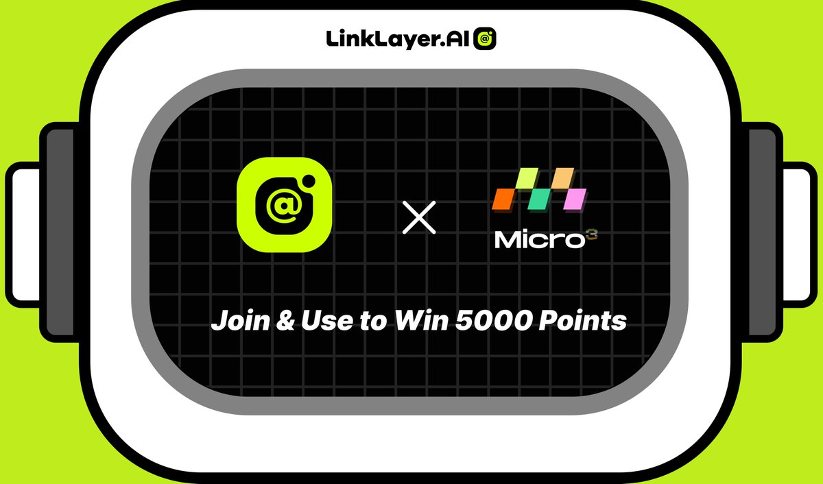 LinkLayerAI's tweet image. 🚀  Thrilled to announce we&apos;ve launched our quest on @Micro3io! 

👏Complete tasks to earn 5000 Points (for Strategy Agent）！

Start here 👉micro3.io/quest/explore-…

#LinkLayerAI #quest #Giveaway #Micro3io
