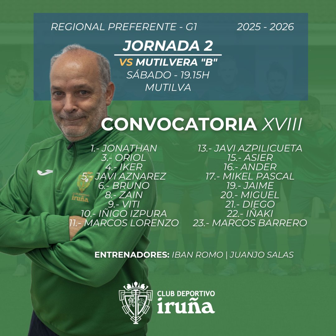 📝 Jornada 2 | Convocatoria XVIII
🆚 MULTIVERA "B" <a href="/UD_Mutilvera/">U.D.Mutilvera</a>
💚 #aupairuña