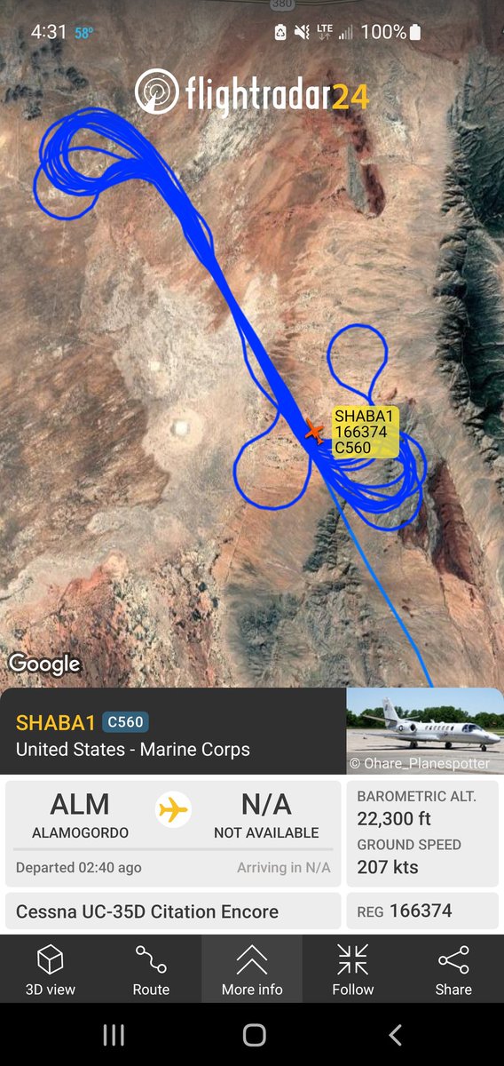 sipjack1776's tweet photo. USMC
Cessna UC-35D Citation Encore
#AE0940/166374/SHABA1
Out of Holloman AFB operating over White Sands.
@Borrowed7Time @norb420 https://t.co/DS5OHCWTsF
